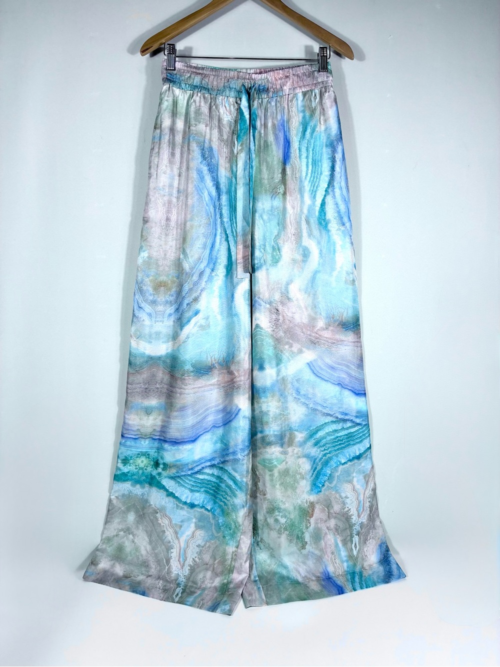 Zimmermann Illuminate Agate Print Silk Track Pants Blue US 6 NWT - Picture 5 of 17